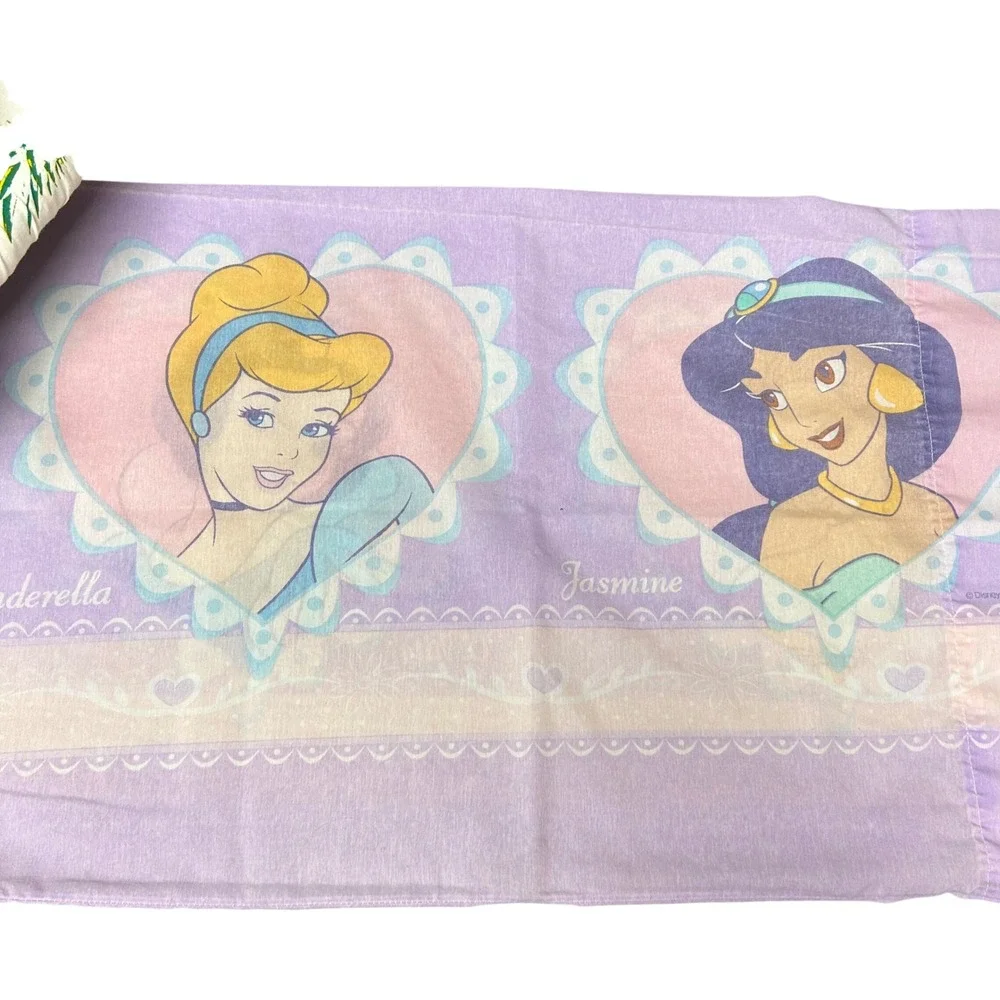 Disney Princess Pillowcase VTG Belle Cinderella Jasmine USA Made Y2K 90s Kidcore